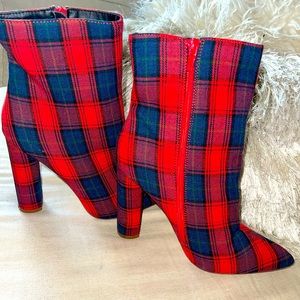 Red and blue plaid Boots